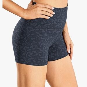 CRZ Yoga Workout Shorts 2.5” Leopard Black Small